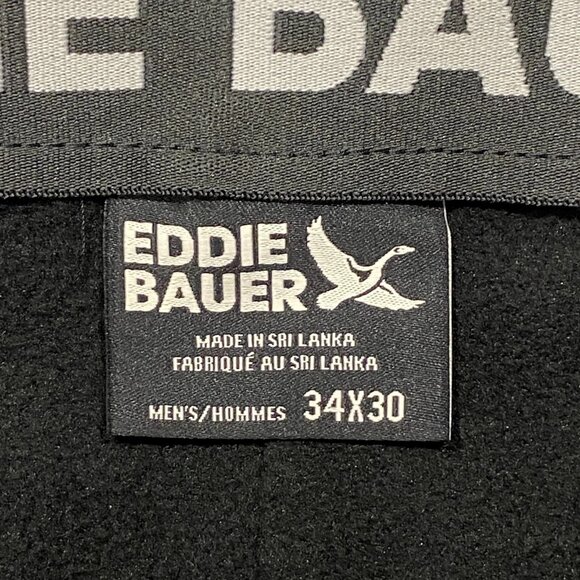 Eddie Bauer Fleece Lined Tech Pants Mens 34 x 30 Black Water Repellent Insulated - Picture 6 of 12